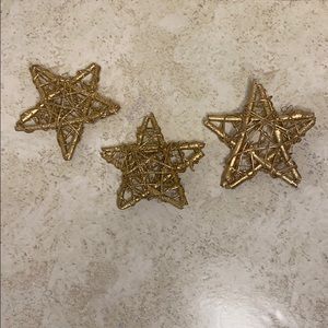 Pier 1 Imports Holiday Glitter stars Gold 3 count